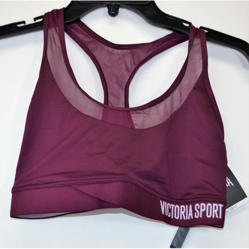 Victoria Sport The Player Womens S Petite Burgundy Racerback Sports Bra NEW (F2)